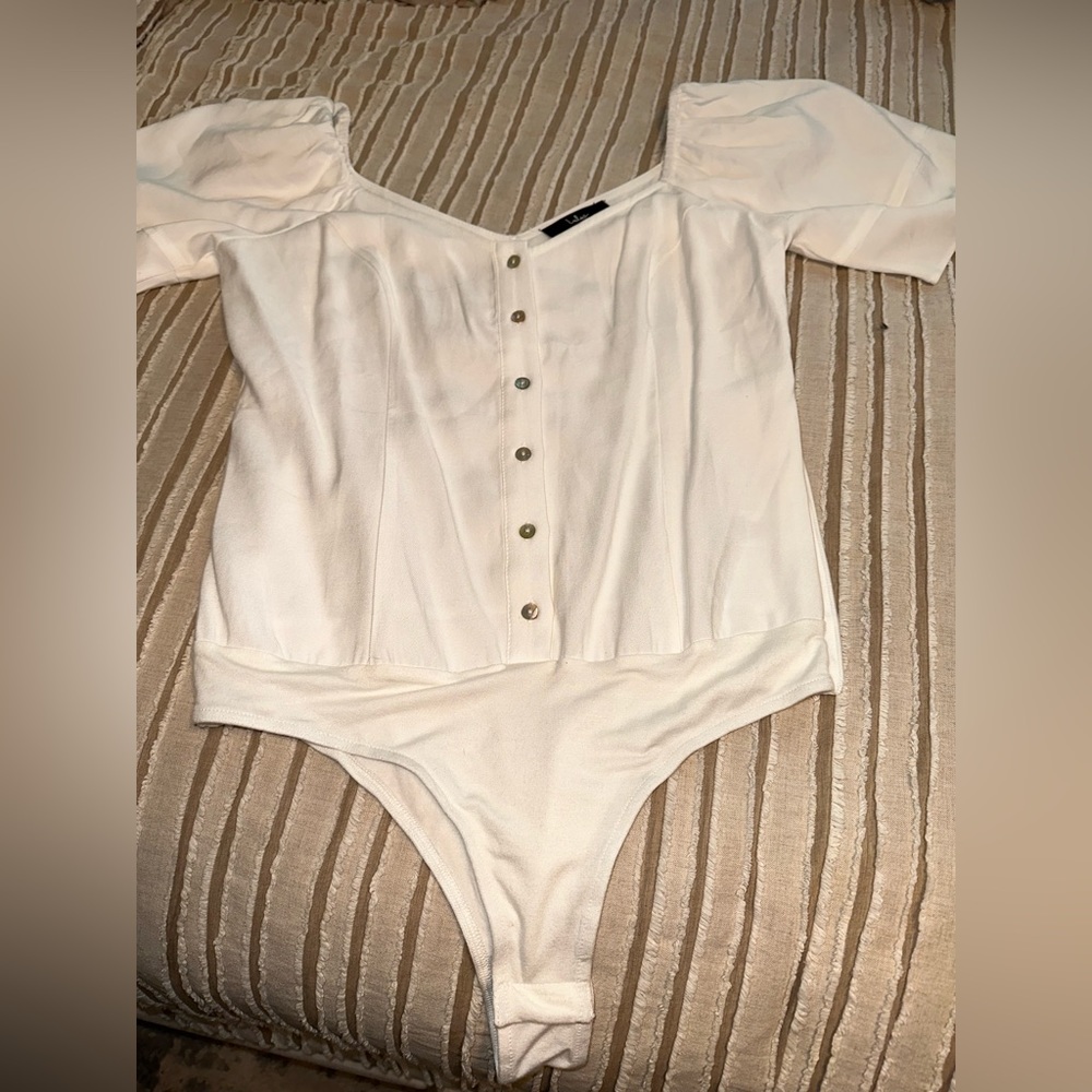 Lulus white button up body suit